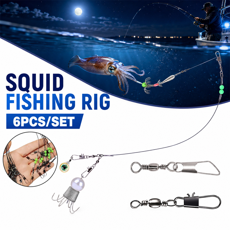 6pcs Squid Fishing Rig Octopus - огляд і ціна Saltwater Line